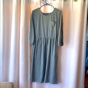Olive green striped dress
